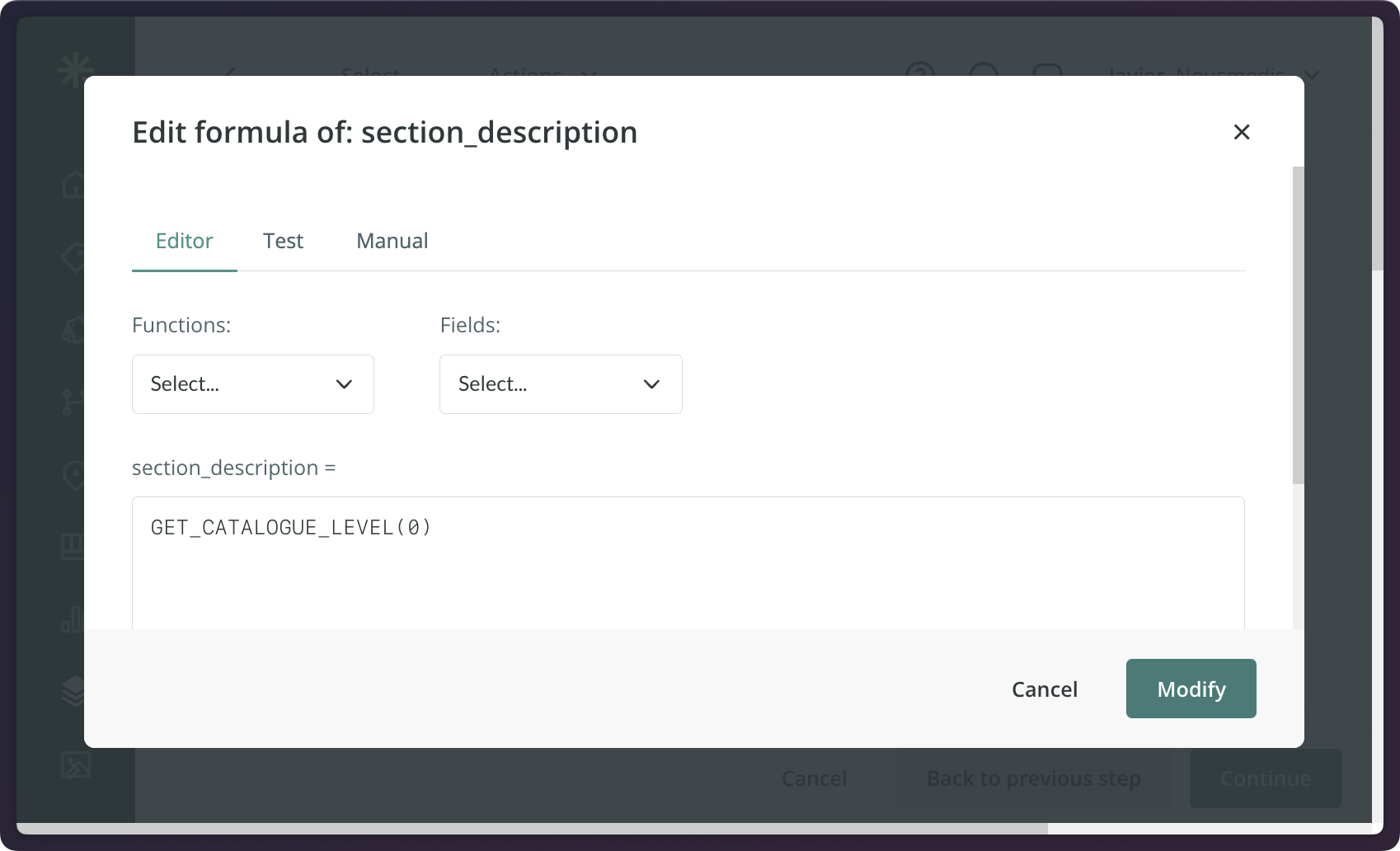 Sales Layer formula editor